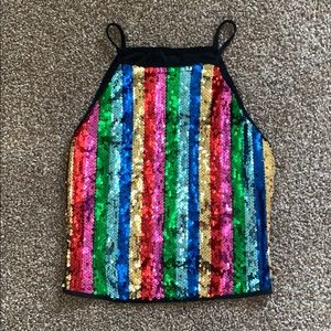 Sequin Crop Top rainbow multicolored
